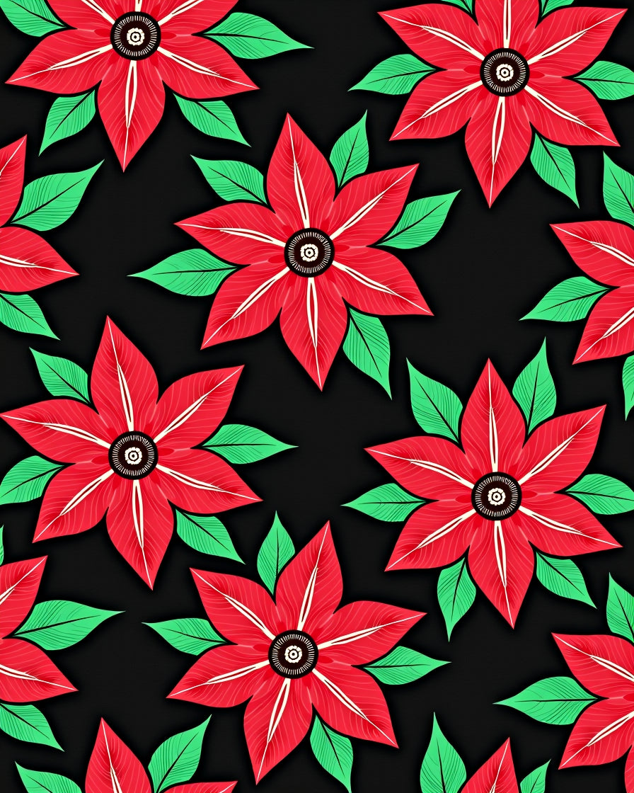 Bold Red Floral Petal Garden Rug
