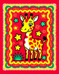 Playful Yellow Giraffe Star Border Rug