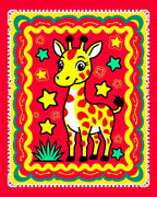 Playful Yellow Giraffe Star Border Rug