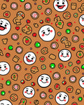 Joyful Gingerbread Faces Candies Cookies Rug