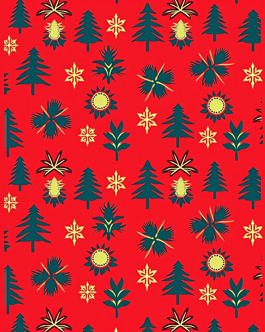 Red Teal Yellow Festive Icons Rug