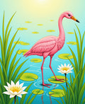 Pink Flamingo Lily Pond Artwork Rug