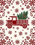 Crimson Truck Delivering Evergreen Snowflakes Rug