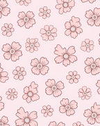 Pink Floral Scattered Blossom Illustration Rug