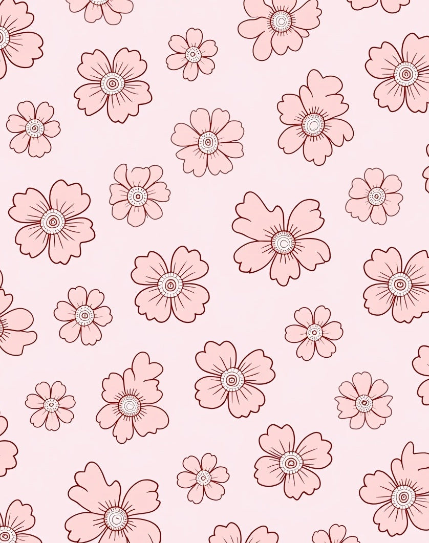 Pink Floral Scattered Blossom Illustration Rug