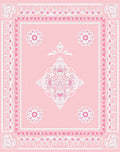 Sweet Pink Floral Medallion Border Rug