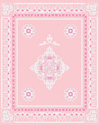 Sweet Pink Floral Medallion Border Rug