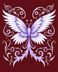 Ornate Lavender Winged Creature Swirls Rug