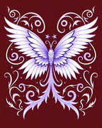 Ornate Lavender Winged Creature Swirls Rug