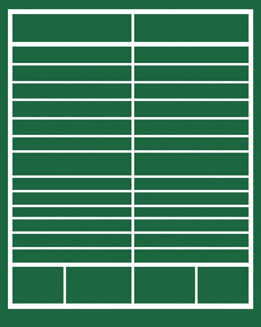 Deep Green White Lined Rectangular Rug