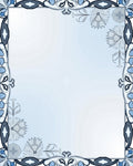 Light Blue Floral Art Nouveau Border Rug
