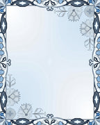 Light Blue Floral Art Nouveau Border Rug