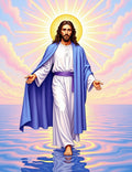 Divine Blue Robe Jesus Radiant Sun Rug