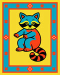 Bright Raccoon Geometric Border Rug