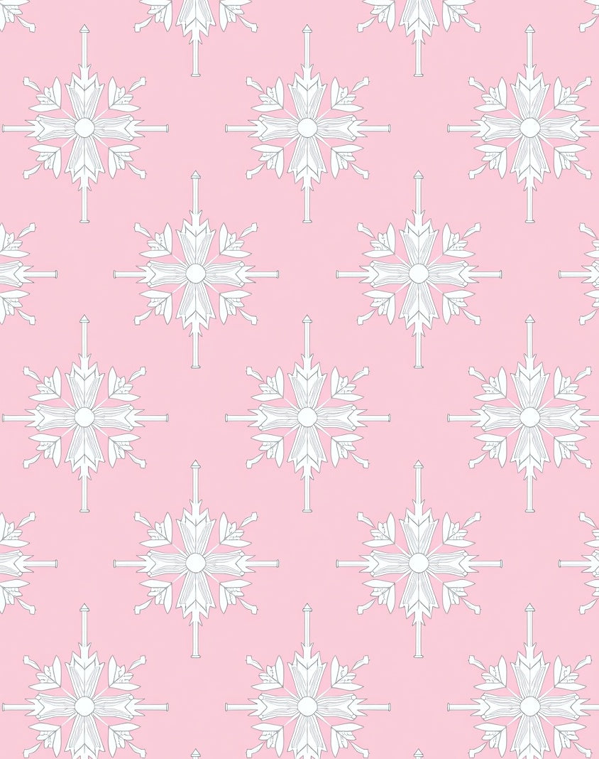 Delicate White Starburst Medallion Pink Rug