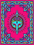 Vibrant Pink Bird Sunburst Frame Rug