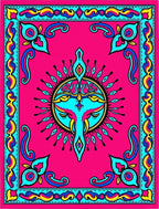 Vibrant Pink Bird Sunburst Frame Rug