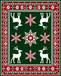 Winter Red Snowflake Deer Garland Rug