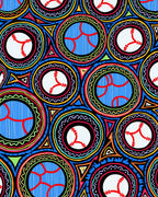 Colorful Circular Baseball Motif Rug