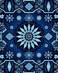 Celestial Deep Blue Medallion Mandala Rug