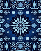Celestial Deep Blue Medallion Mandala Rug