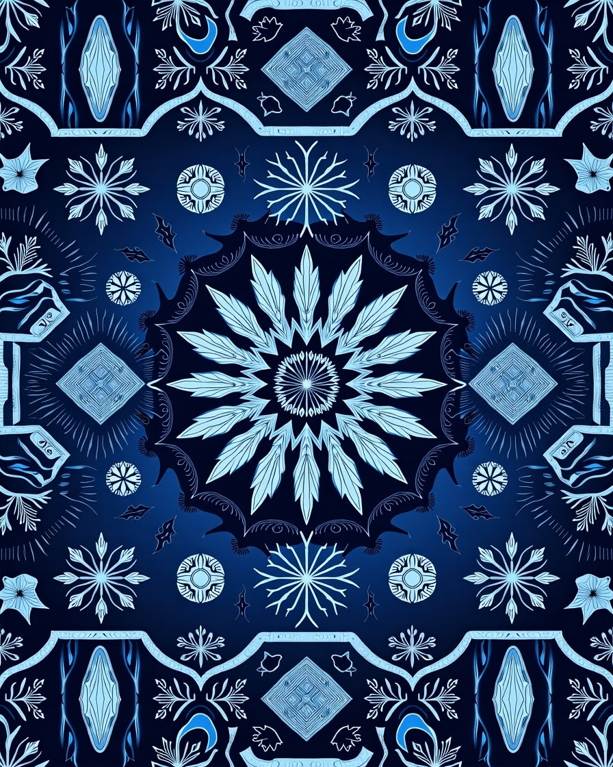 Celestial Deep Blue Medallion Mandala Rug