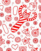 Whimsical Red Cat Candy Cane Elements Rug