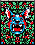 Bold Cyan Red Wolf Holly Rug