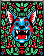 Bold Cyan Red Wolf Holly Rug