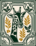Dark Green Giraffe Botanical Art Nouveau Rug