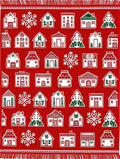 Fiery Red Village Snowflake Landscape Rug