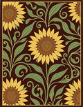 Yellow Sunflower Garden Brown Floral Rug