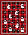 Red Buffalo Plaid Snowman Winter Celebration Rug