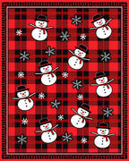 Red Buffalo Plaid Snowman Winter Celebration Rug