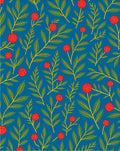 Bold Red Berry Leafy Branch Rug