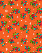 Red Berry Branch Snowflake Background Rug