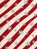 Red White Striped Starburst Arrangement Rug