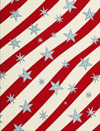 Red White Striped Starburst Arrangement Rug