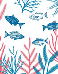 Coral Blue Fish Underwater Scene Rug