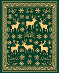 Golden Deer Snowflake Emerald Border Rug