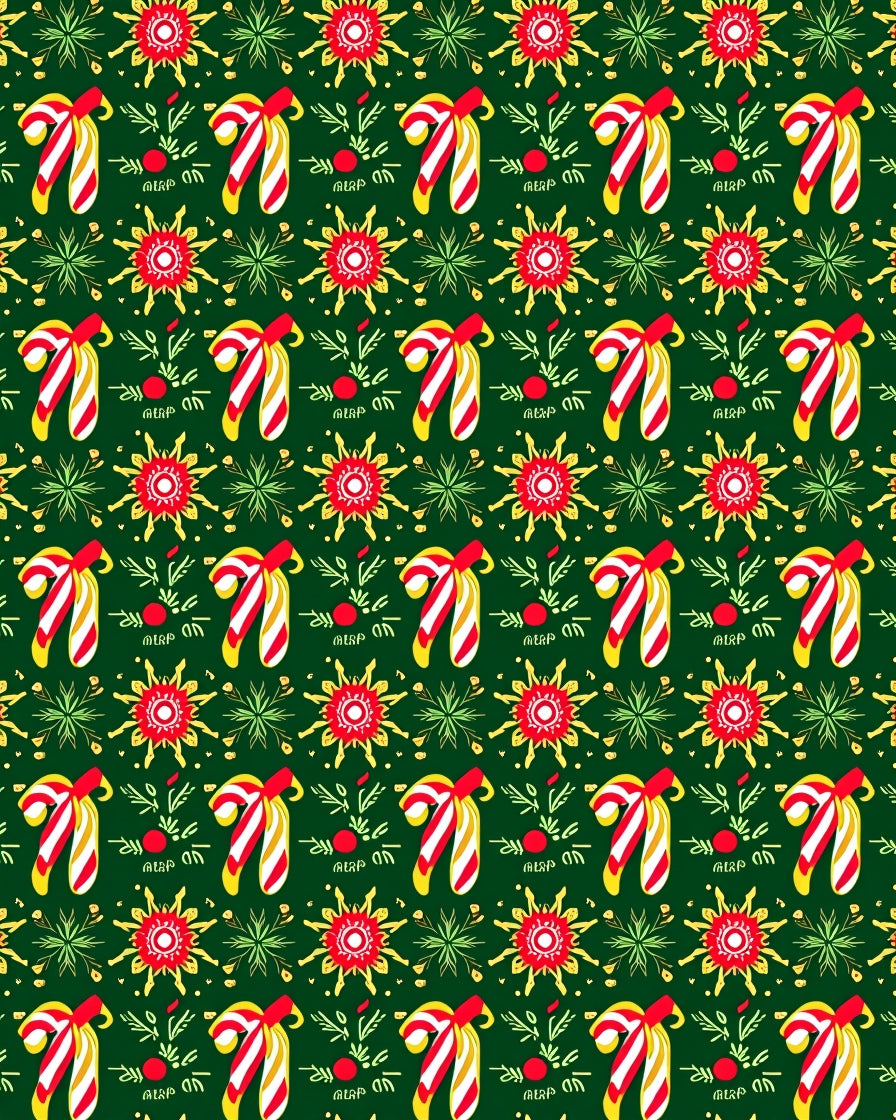 Red Yellow Candy Cane Green Background Rug