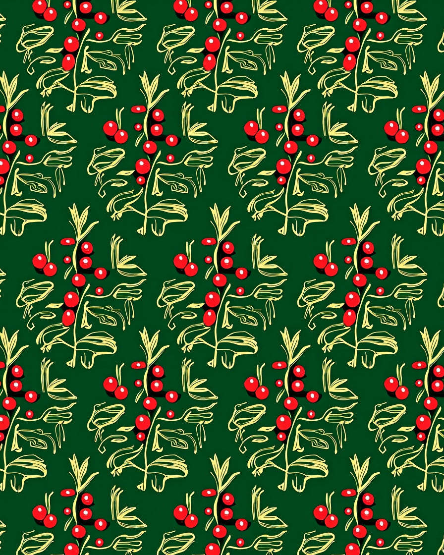 Crimson Berry Branch Forest Repeating Rug