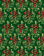 Crimson Berry Branch Forest Repeating Rug