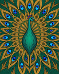 Vibrant Teal Peacock Feather Display Rug