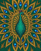 Vibrant Teal Peacock Feather Display Rug