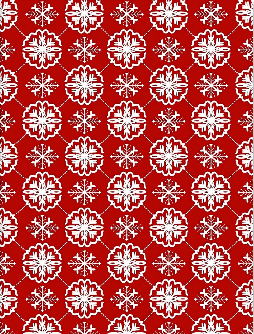 Red White Ice Flower Lattice Area Rug