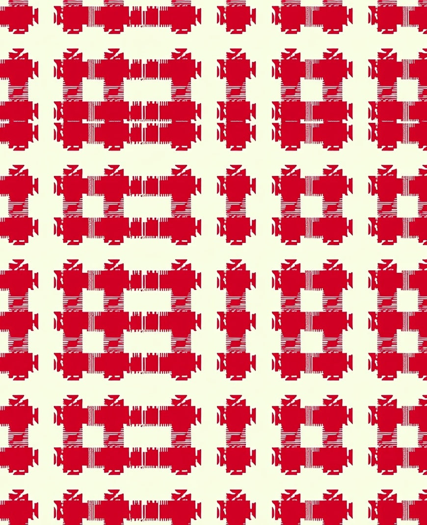 Red Checkered Square Fabric Rug