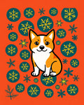 Orange Corgi Snowflake Medley Rug