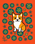 Orange Corgi Snowflake Medley Rug