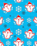 Happy Snowman Snowflakes Red White Blue Rug